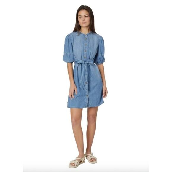 SANCTUARY Dress Size XS NEW Hit The Scene Shirt Dress Chambray Denim Blue Soft - Picture 8 of 8